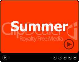 Video player for web with word summer on it, holiday or technology card