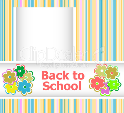 Back to school invitation card with flowers, education concept