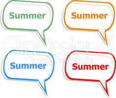 Word summer concept on button. Banner, web button or message for online web site, presentation or application