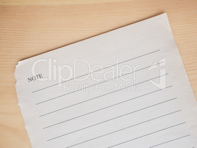 Blank note book page