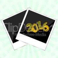 Merry Christmas card template with photo frame on abstract background, 2016 new year card