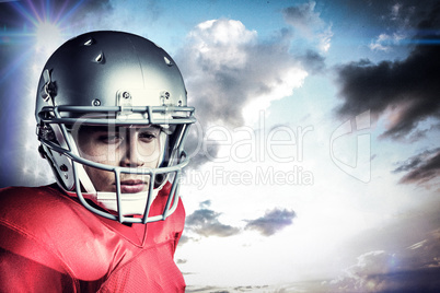 Composite image of close-up of confident american football playe