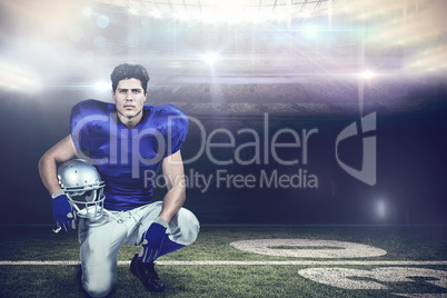 Composite image of portrait of confident american football playe