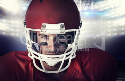 Composite image of portrait of a serious rugby player