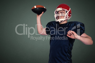 Composite image of american football player throwing the ball