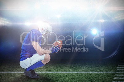 Composite image of profile view of american football player in a