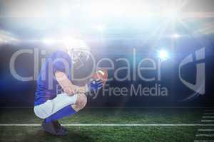 Composite image of profile view of american football player in a