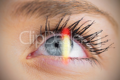 Close up of female blue eye