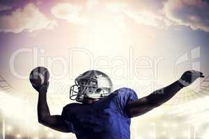 Composite image of american football player throwing ball