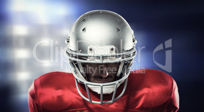 Composite image of close-up of serious american football player