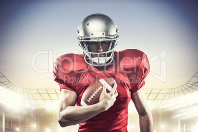 Composite image of portrait of confident american football playe