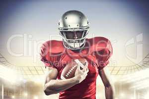 Composite image of portrait of confident american football playe