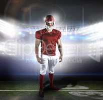 Composite image of american football player looking at camera