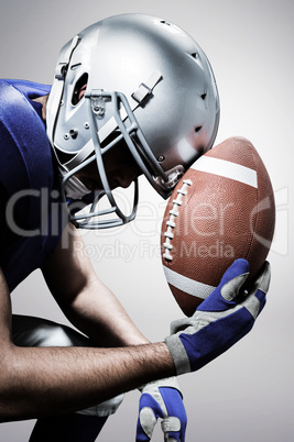 Composite image of close-up of upset american football player wi