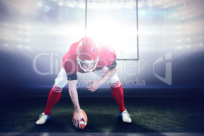 Composite image of american football player starting football ga
