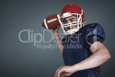 Composite image of american football player throwing the ball