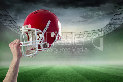 Composite image of a helmet of an american football player