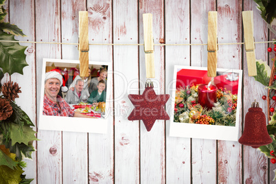 Composite image of hanging christmas photos