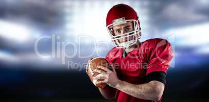 Composite image of portrait of american football player being ab