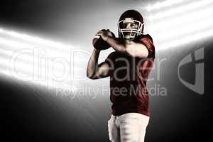 Composite image of american football player throwing ball