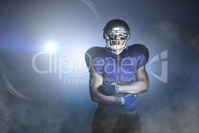 Composite image of portrait of confident american football playe