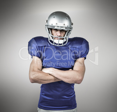 Composite image of portrait of american football player with arm