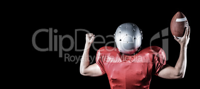 Composite image of rear view of american football player cheerin