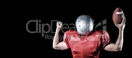 Composite image of rear view of american football player cheerin