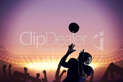 Composite image of american football player catching ball Composite image of american football player catching ball