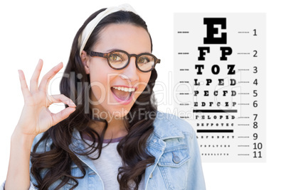 Composite image of smiling brunette