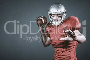 Composite image of american football player throwing ball
