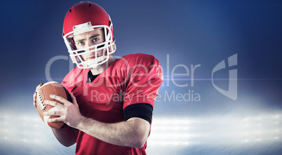 Composite image of portrait of american football player being ab