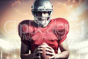 Composite image of portrait of confident american football playe