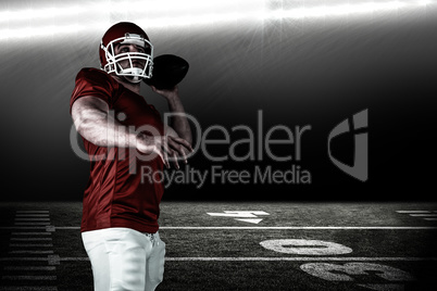 Composite image of american football player throwing ball