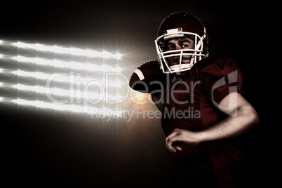 Composite image of american football player throwing a ball