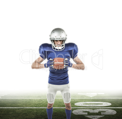 Composite image of full length portrait of american football pla