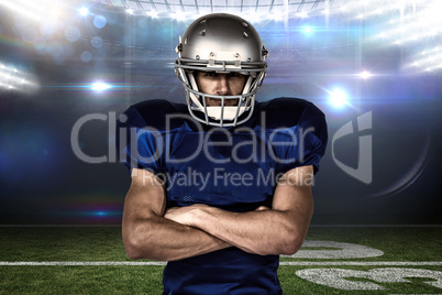 Composite image of portrait confident of american football playe