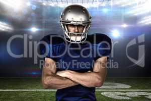 Composite image of portrait confident of american football playe