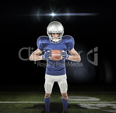 Composite image of full length portrait of american football pla