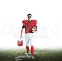 Composite image of portrait of american football player walking