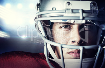 Composite image of close-up portrait of confident sportsman