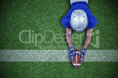 Composite image of rear view of american football player reachin