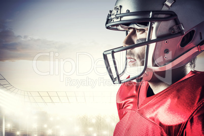 Composite image of side view of sportsman wearing helmet