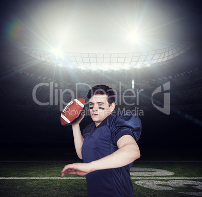 Composite image of american football player throwing the ball