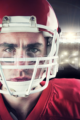 Composite image of portrait of a serious american football playe