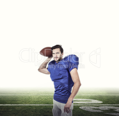 Composite image of american football player throwing the ball