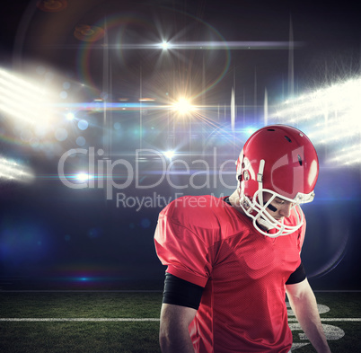Composite image of american football player focusing