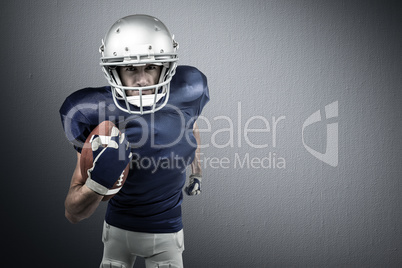 Composite image of american football player running with ball