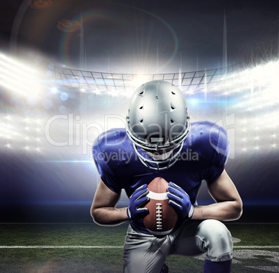 Composite image of american football player kneeling