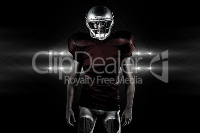 Composite image of portrait of confident american football playe